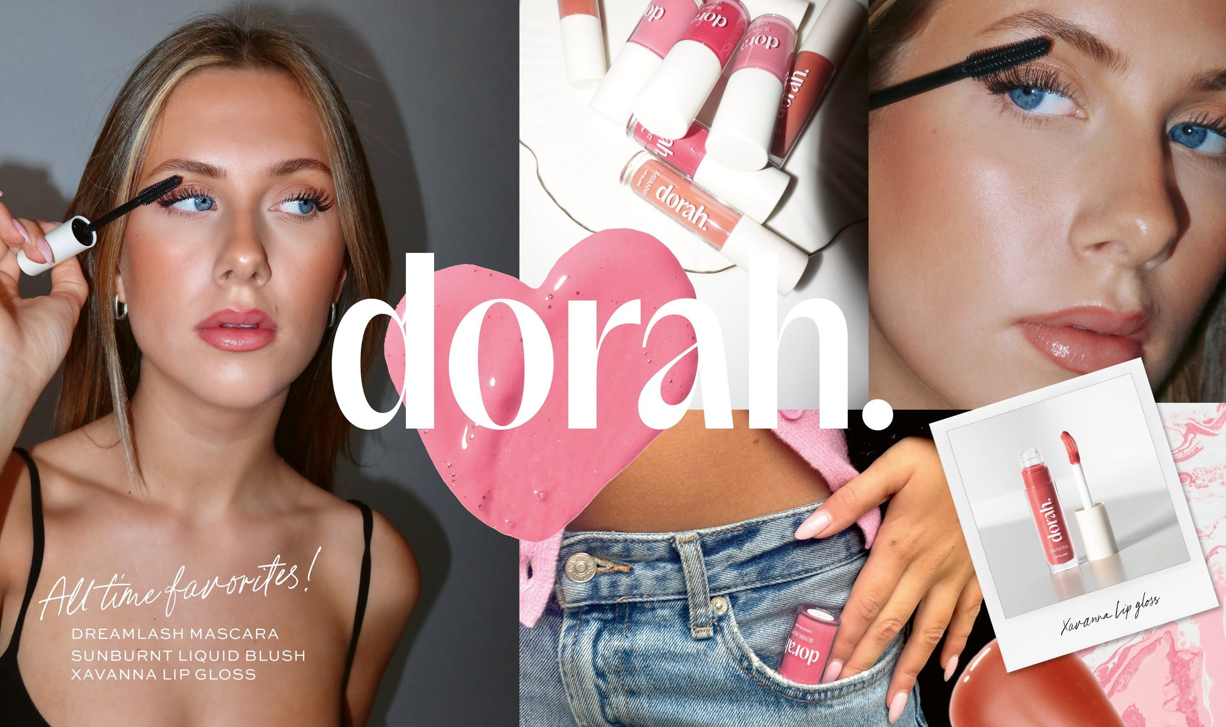 Butikkmateriell for mascara, blush og lipgloss