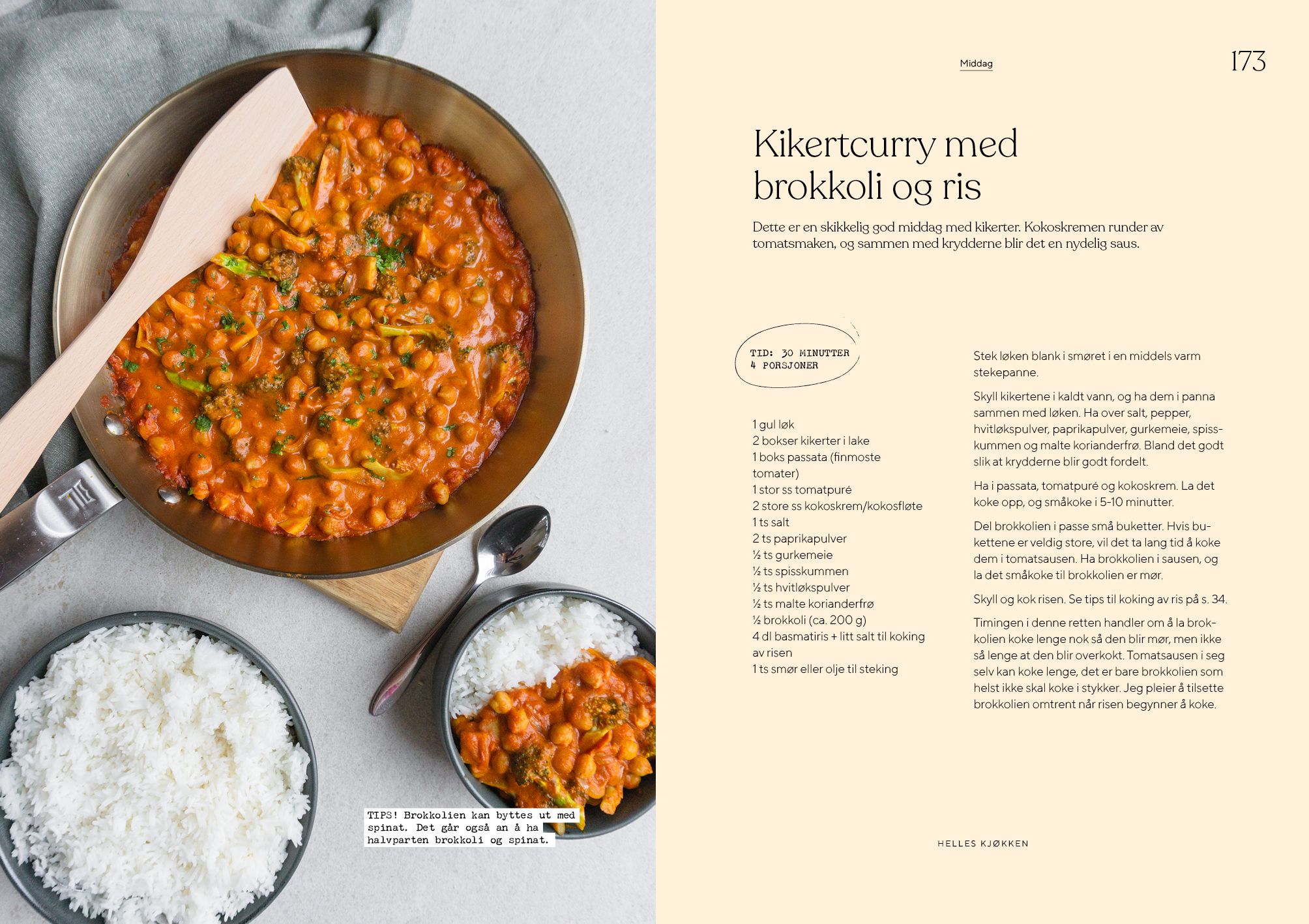 Kikertcurry med brokkoli og ris