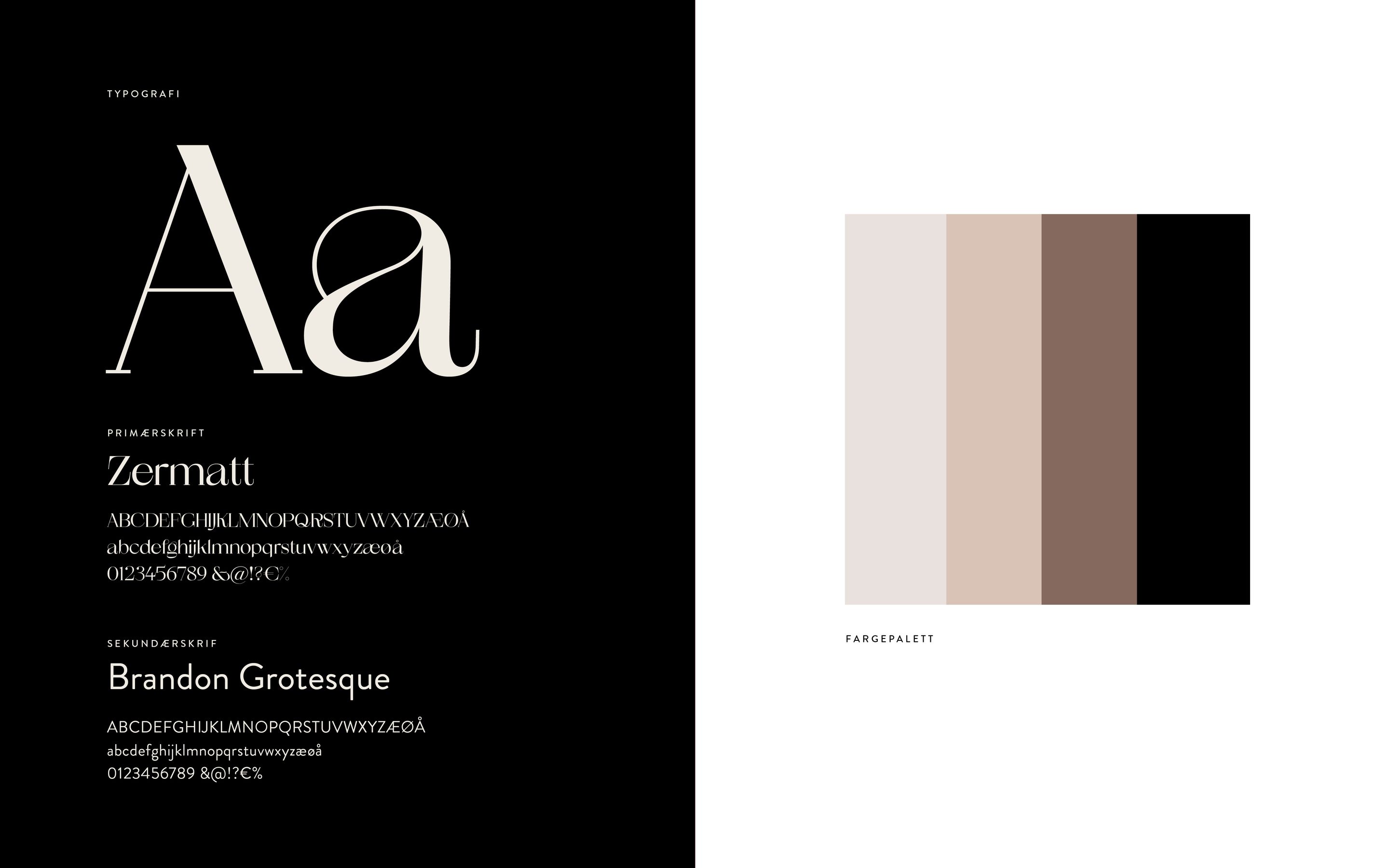 Typografi og fargepalett: Zermatt og Brandon Grotesque
