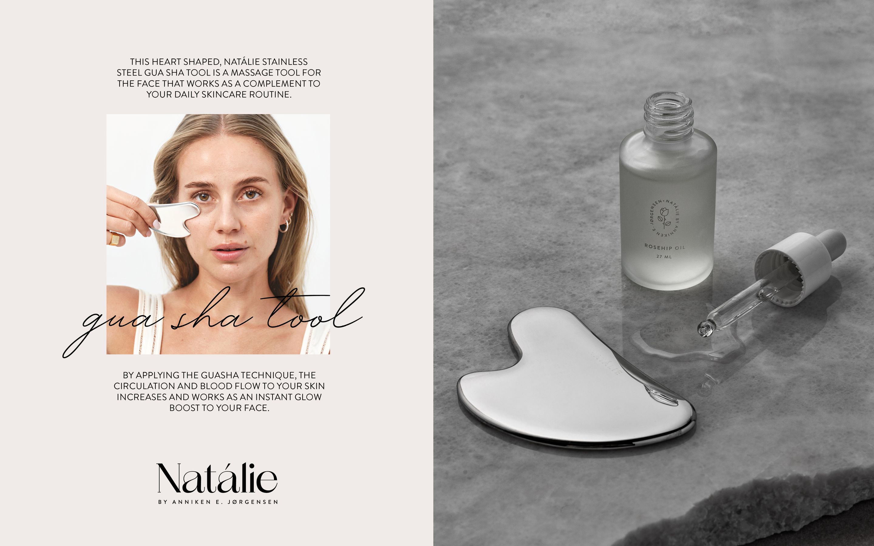 Gua sha tool og rosehip oil